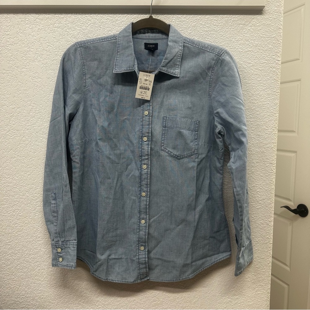 J. Crew Signature Fit Chambray Oxford -  Petite Medium - NWT